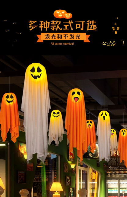 EtherealBe Halloween ghost pumpkin lamp with cheerful ghost design for festive decorations