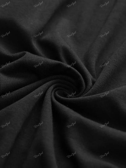 ROSEGAL Plus Size Women Elastic Waist Pants Black Gothic Fishnet Hollow Out Patchwork Buckle Grommet Skinny Pant Bottoms