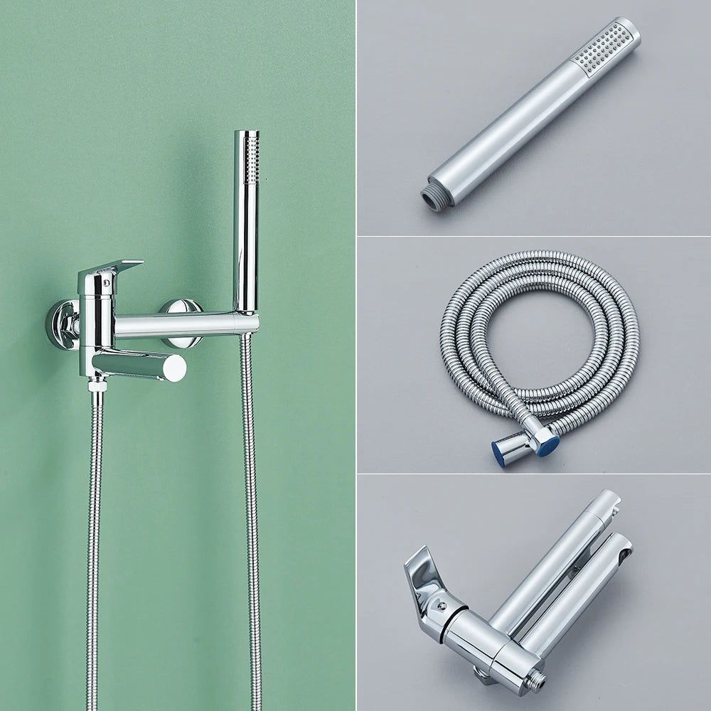 Uythner Bathtub Faucet With Hand Sprayer Shower Faucet Wall Mount Hot Cold Water Mixer For Bathroom Bath Shower Set System
