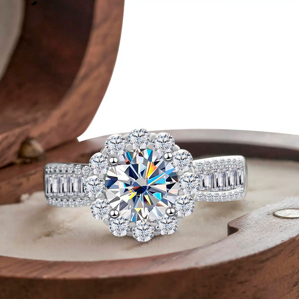2 Carat Moissanite Ring D Color With Certificate 925 Sterling Silver Butterfly Flower Fairy Ring Engagement Gift Luxury Jewelry