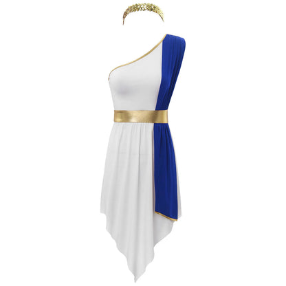 Women Ancient Roman Greek Role Play Toga Senator Caesar Costume Athenian Princess Empress Dress Robe for Halloween Cosplay Party