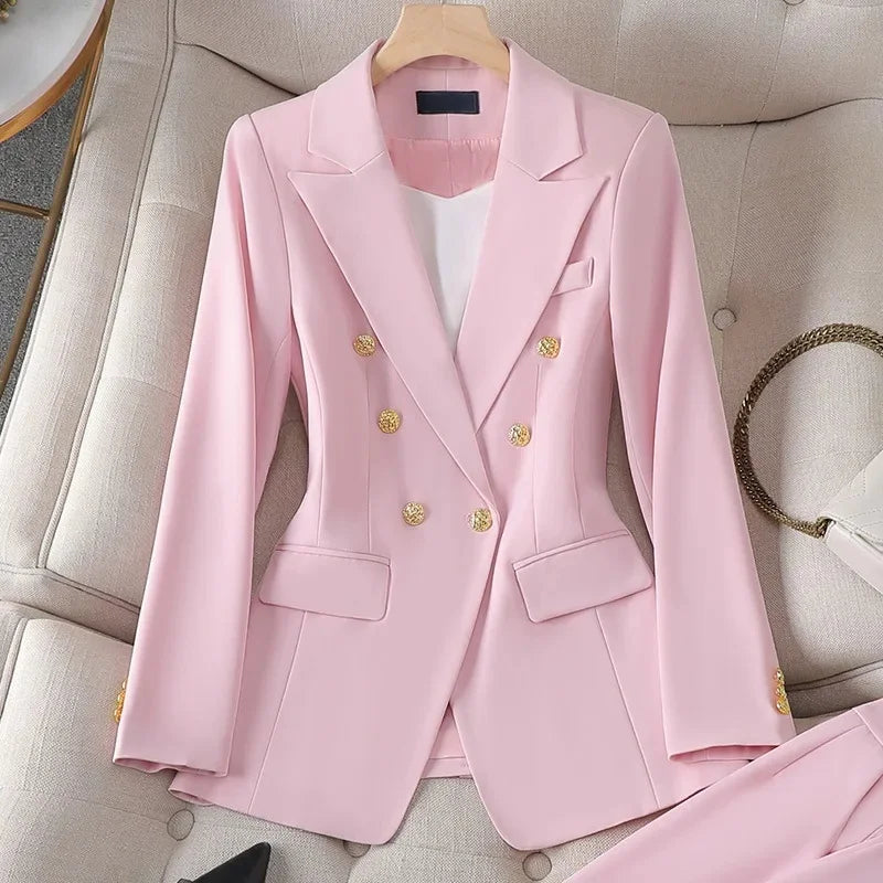 Elegant Women's Fashionable White Western-Style Suit Zihongsuitsuit High-End Business Attire Long-Pants Set For Special Occasion