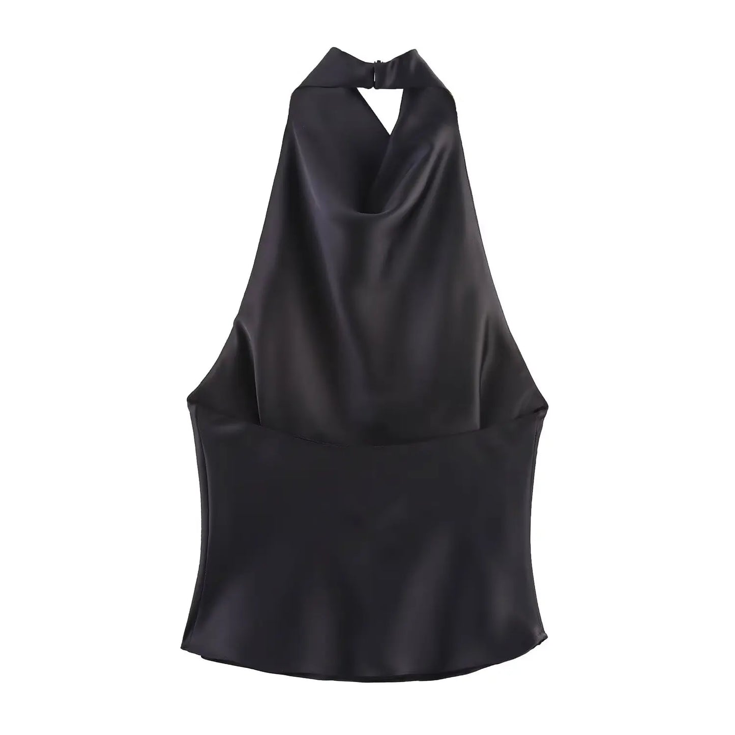 TFMLN Elegant Halter Top for Women Spring Summer Sexy  Backless High Street Waistcoat Female Fashion Solid Halter Neck Tops