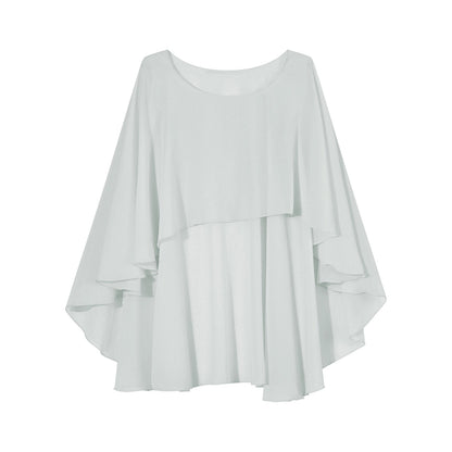 Women Chiffon Solid Pullover Capes Shawl Hi-low Hem Thin Soft Shrug Ponchos for Wedding Bridal Bridesmaid Evening Party Dress