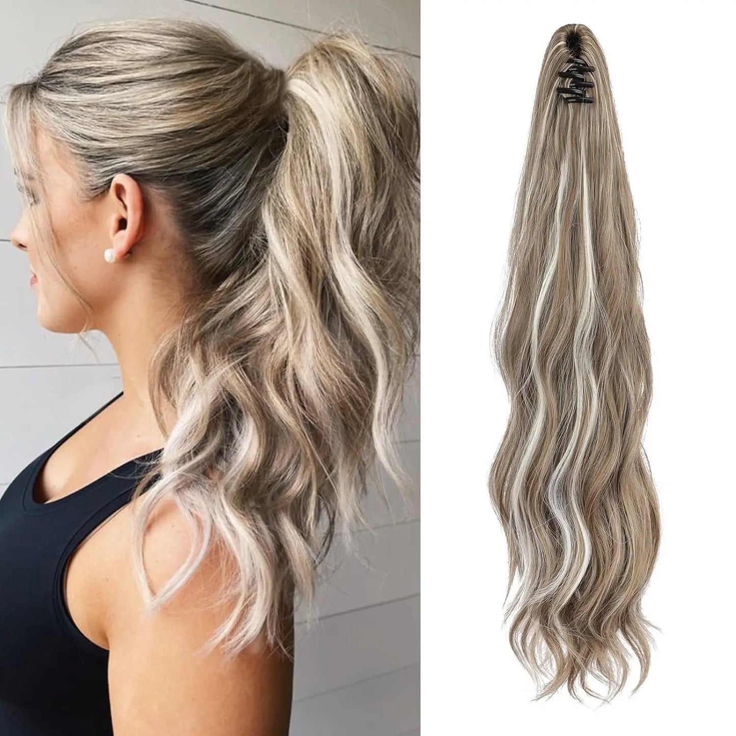 Ponytail Extension Claw Clip Hair Extensions Short Claw Ponytail Wavy Curly Clip In Ponytails Hairpiece for Women Christmas