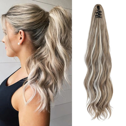 Ponytail Extension Claw Clip Hair Extensions Short Claw Ponytail Wavy Curly Clip In Ponytails Hairpiece for Women Christmas