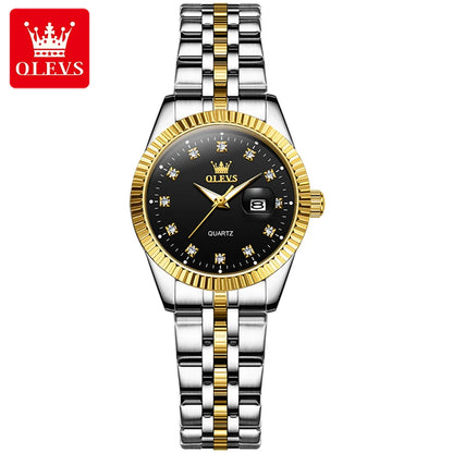 OLEVS Hot sale Women's Watches Luxury Diamond Elegant Women Wristwatch Stainless Steel Waterproof Luminous Ladies Watch Jewelry