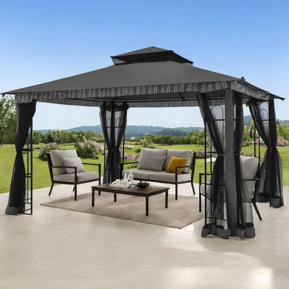 13x11 feet canopy gazebo with outdoor corner frame shelving, patio/deck/garden/yard/poolside