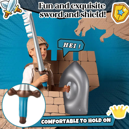 Inflatable Medieval Joust Sword and Shield Knight Set Blow up Pirates Sword Shield for Pirate Party Favors Medieval Accessories