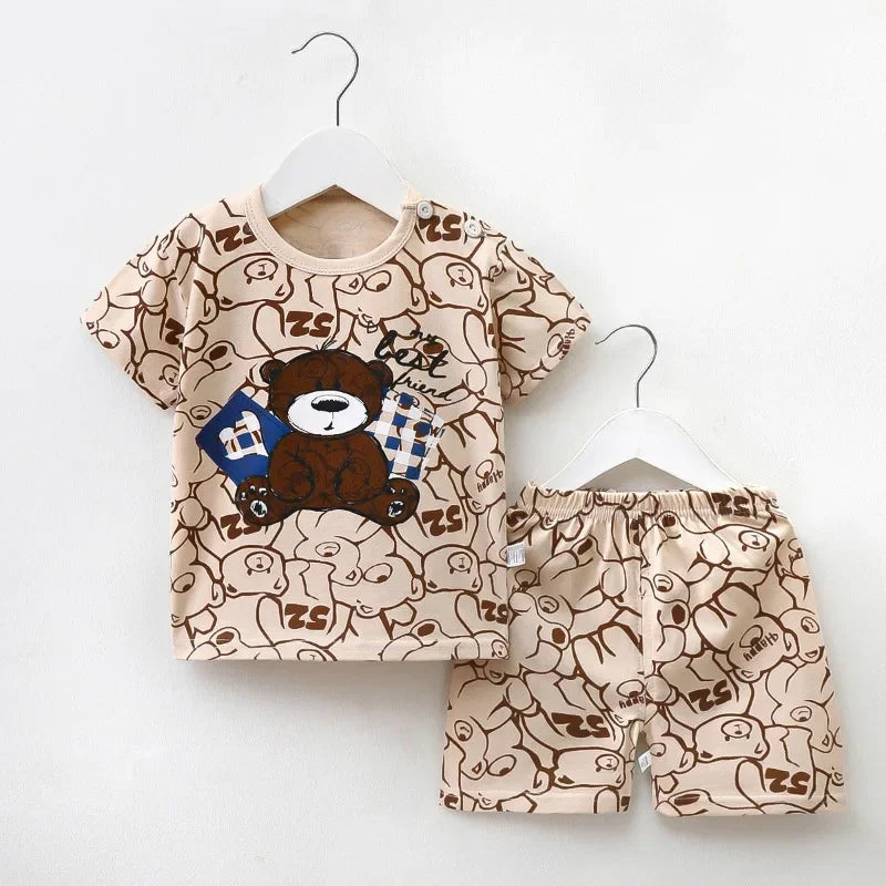 Children Sets Cartoon Printed Clothing Kids Clothes 2 Piece Suits Toddler Cute Casual Tracksuits Cotton Set