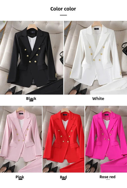Elegant Women's Fashionable White Western-Style Suit Zihongsuitsuit High-End Business Attire Long-Pants Set For Special Occasion