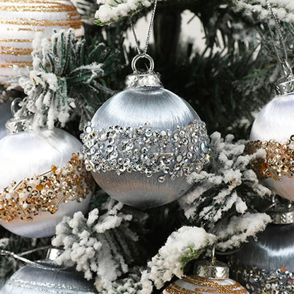 6PCS 6/8CM Christmas Balls Silk Sequin Christmas Ball Ornaments Xmas Hanging Tree Pendants 2024 Noel Navidad Decoration