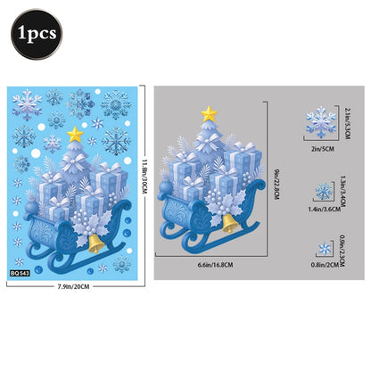 Christmas Window Static Clings Snowman Santa Claus Snowflake Reindeer Cute Xmas Decoration Decal Sticker Home Ornaments Supplies