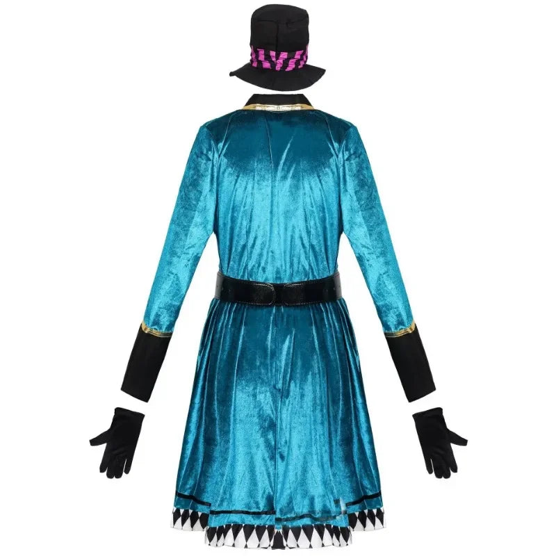 EtherealBe sexy mad hatter costume for women featuring a vibrant teal dress and matching hat