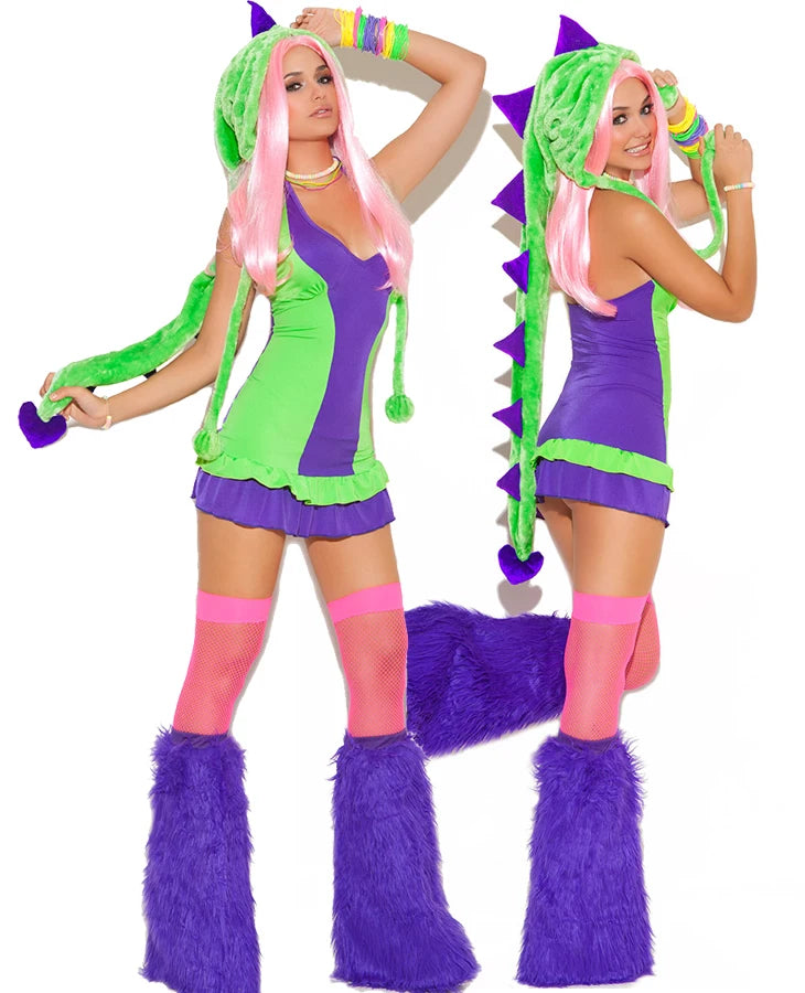 Sexy plush costume set for women with big tails, wolves, leopards, penguins, frogs, caterpillars, role-playing, winter Halloween