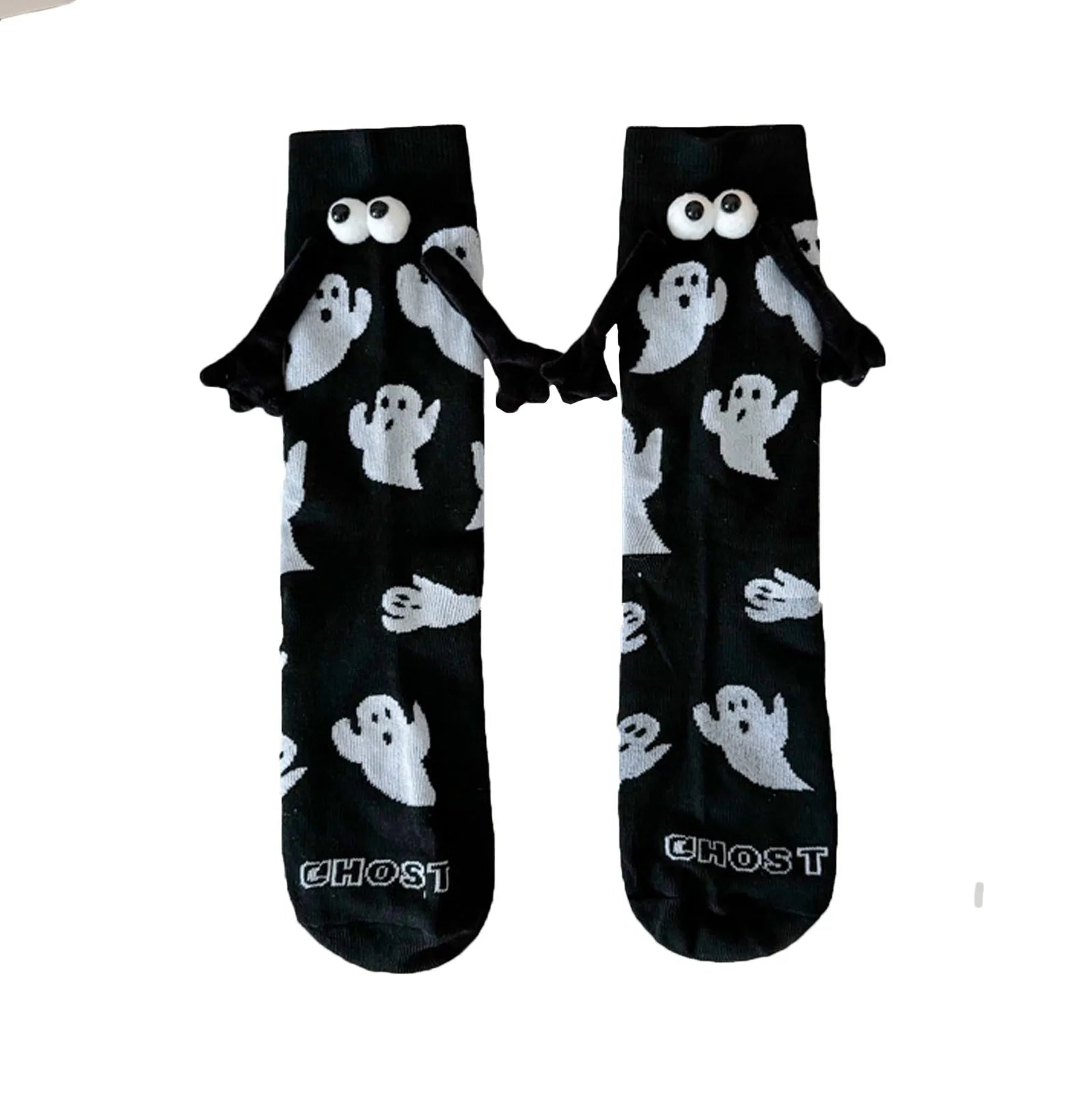 EtherealBe women's Halloween socks featuring playful ghost designs and fun googly eyes