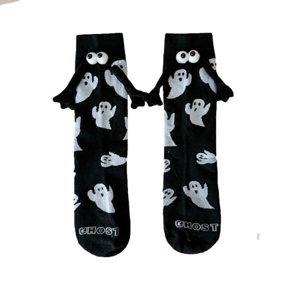 EtherealBe women's Halloween socks featuring playful ghost designs and fun googly eyes