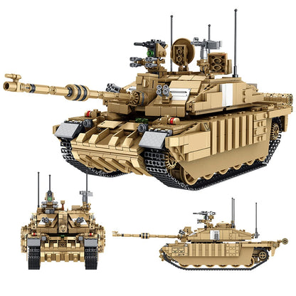 WW2 Military Leopard 2A4 Battle Tank Series Building Blocks Brick Model MOC Army Weapon Boy Set Kid Toy Childrens Christmas Gift