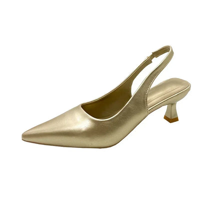 EtherealBe Mid Heel Pointed Toe Slingback Shoes