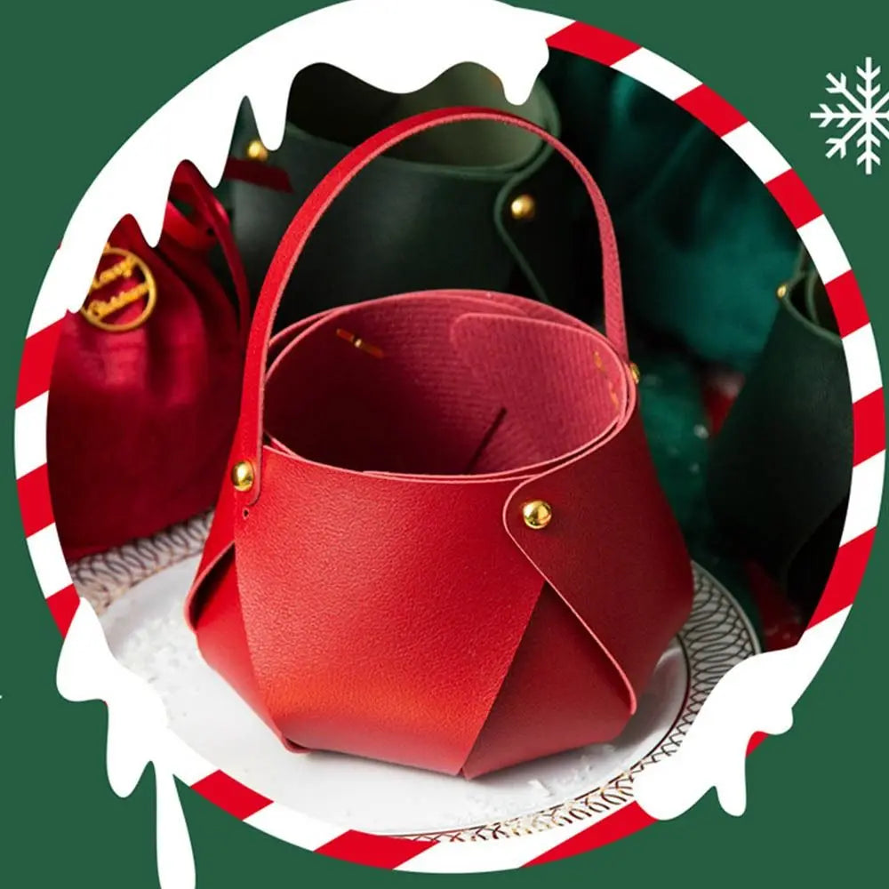 For Children Kids Ornament Christmas Decoration PU Gift Handbag Gift Pouch Christmas Present Bag Candy Bag Material Package
