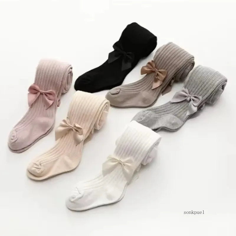 Spring Autumn Baby Girls Tights Cotton Knitting Tights for Girls Fashion Bowknot Children Girls Pantyhose Soft Leggings
