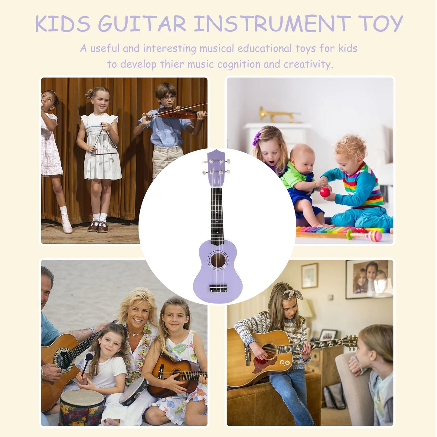 Mini Guitar Educational Toys Acoustic Kids Instrument Student Vintage Style Childrens