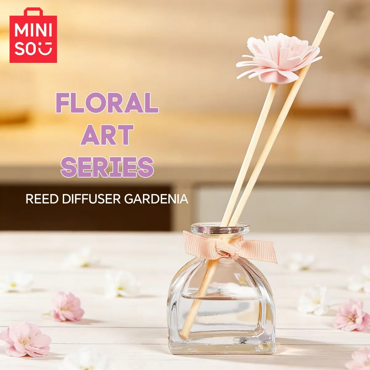 MINISO Minimalist Floral Art Series Non Fire Aromatherapy Gardenia Long lasting Home Air Freshener Decoration Fragrance