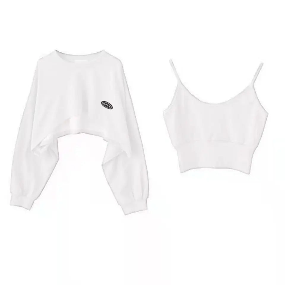 Two Piece Top Spring and Autumn Short Sweater Women's Spicy Girl Style Design Sense Bat Sleeve 2023 New Popular Coat