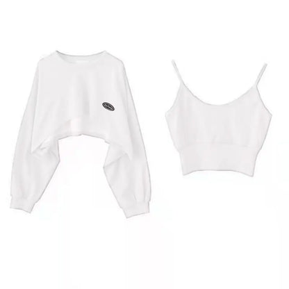 Two Piece Top Spring and Autumn Short Sweater Women's Spicy Girl Style Design Sense Bat Sleeve 2023 New Popular Coat