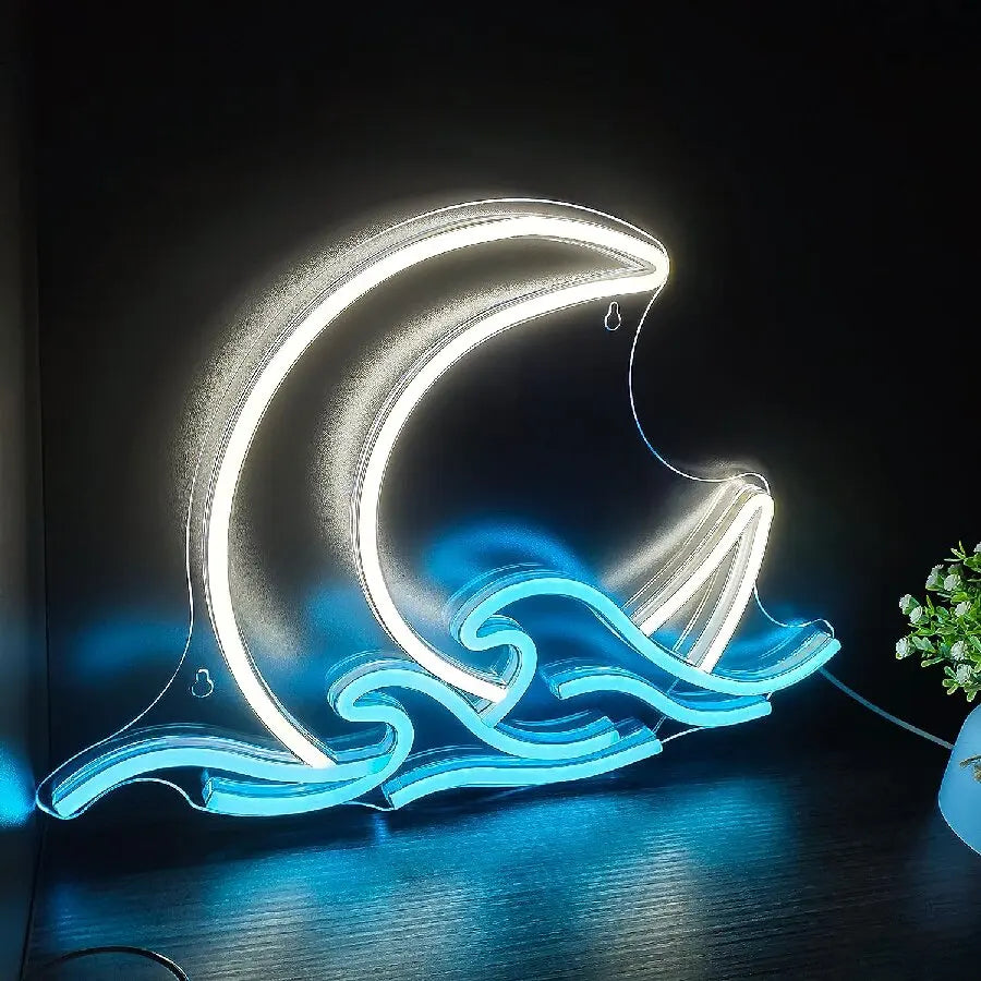 Sunrise Sunset Neon Sign Moon over Sea  LED Light Twilight Wave  Wall Signs for Room Decor Anime Neon Light Acrylic cloud Sign