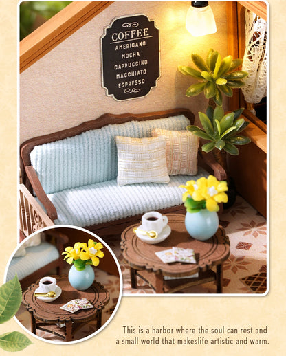 Handmade Wooden Miniature Doll House Kit 3D Puzzle Assembled Building Model Kit With LED Light DollHouses Toy For Christmas Gift