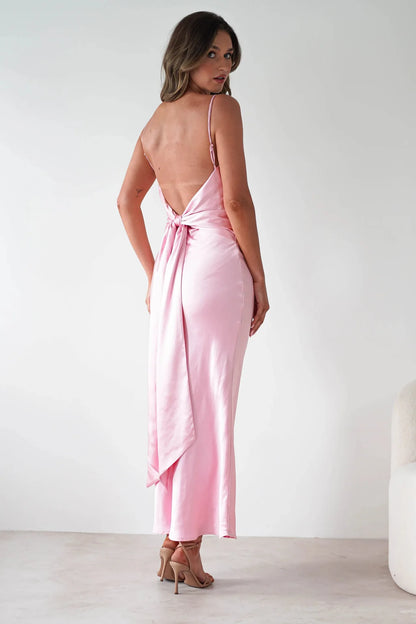 EtherealBe Sexy Satin Halter Dress in Olive Green