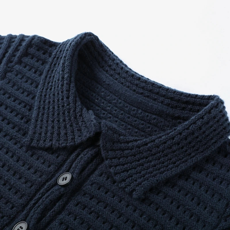 Sexy Knitted Tassel Top Skirt Women Set Dark Blue Long Sleeve Lapel Button Tops Pleated Mini Skirts 2025 Fashion Solid Lady Suit