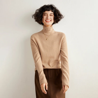 New Women's Cashmere Sweater 100% Pure Cashmere Knitted High Collar Hoodie Hot Selling Soft Solid Color Women's Top