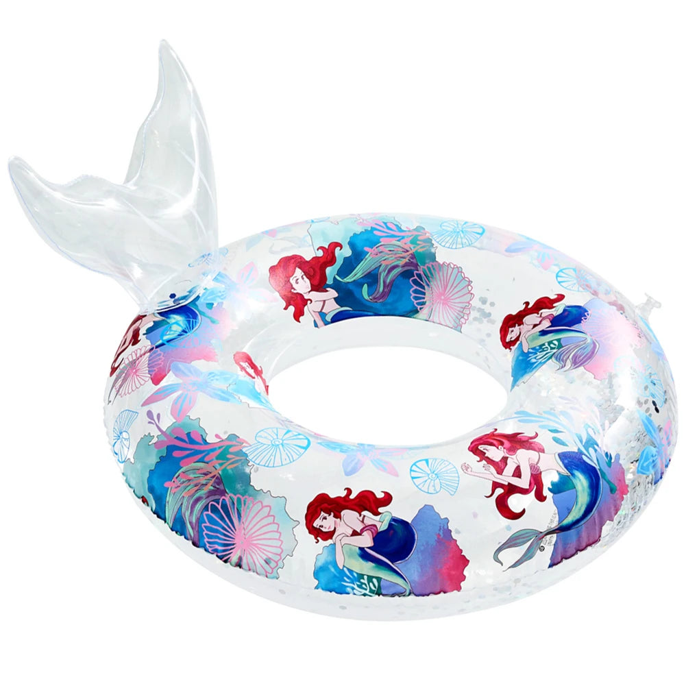 PVC Swimming Lifebelt Ring Smooth Mermaid Swimming Pool Floaters Wear-Resistant Children Convenient Portable for Summer Vacation