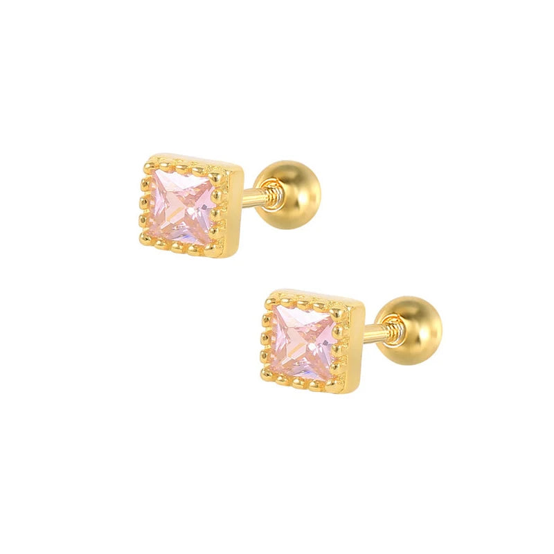 925 Sterling Silver Needle Small Geometry Triangle Crystal Stud Earring for Woman Lovers' Couples Bling Simple Piercing Earrings