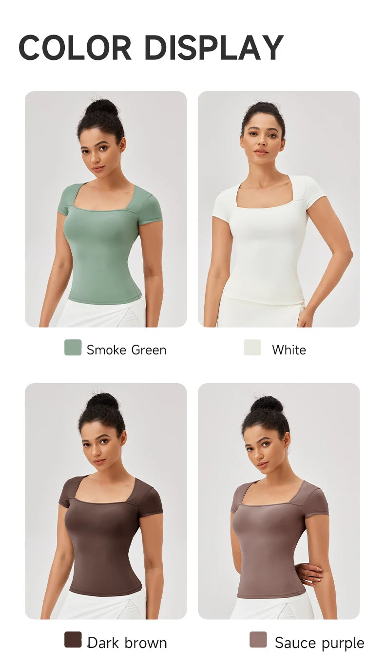 Yoga Tops Women Gym Training Sport Tops Quick-Dry Yoga Shirts Short-sleeved Outdoor Running Fitness Casual Sports T-shirt