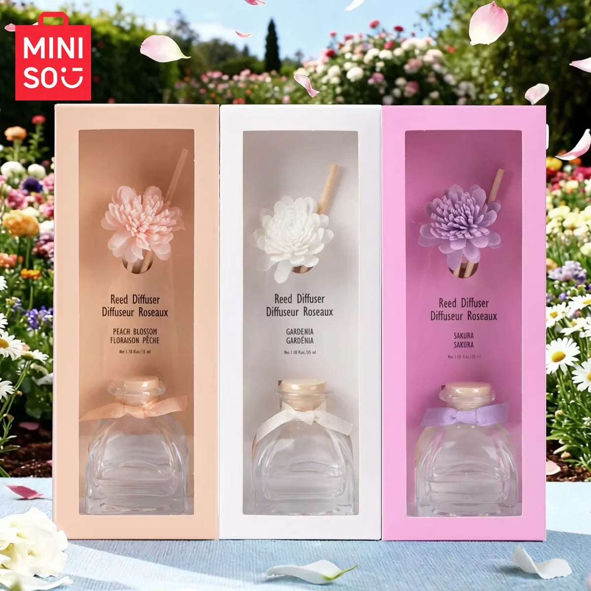 MINISO Minimalist Floral Art Series Non Fire Aromatherapy Gardenia Long lasting Home Air Freshener Decoration Fragrance