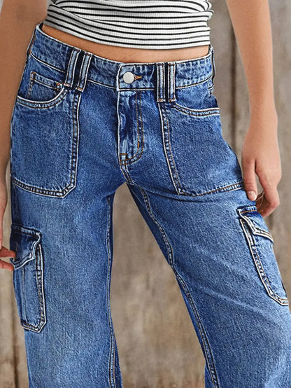Women's Jeans Work Pants - Multi-Pocket Straight Leg Jeans for Ultimate Comfort and Style