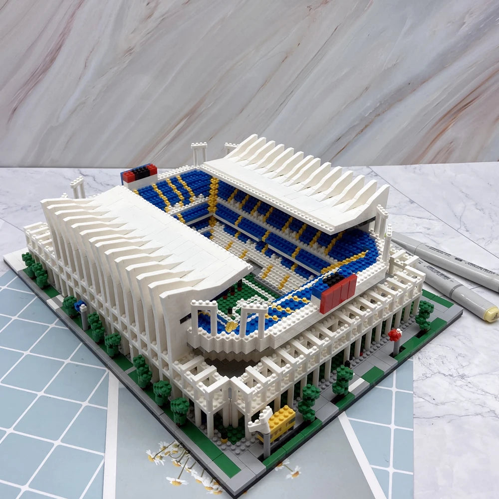 Madrid Style Soccer Stadium Model Micro Mini Diamond Block Kit Kids Adult Assemble Barcelona Football Field Brick Set Puzzle Toy
