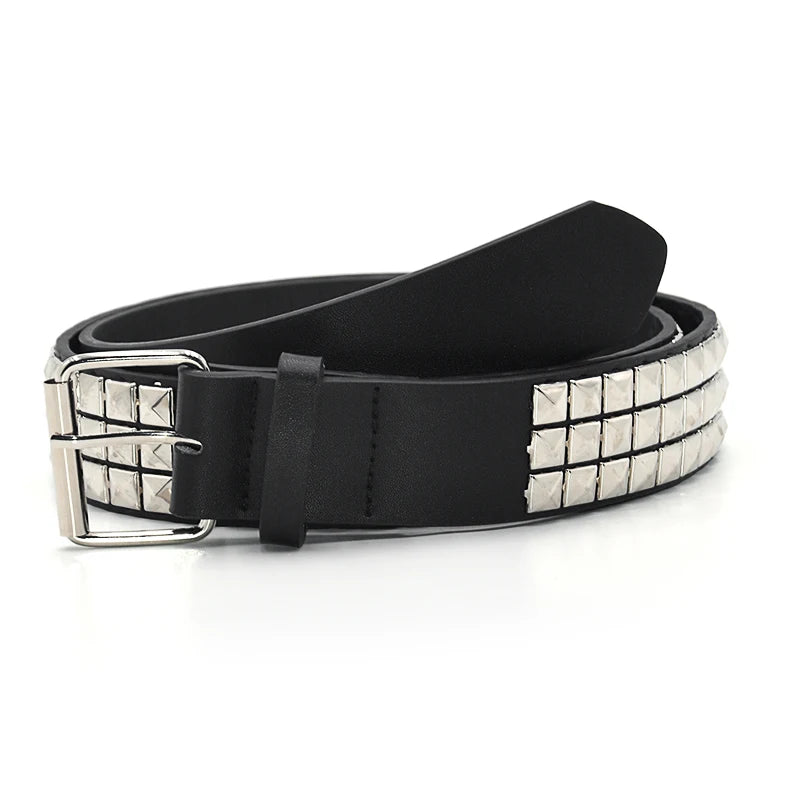 High Quality Rivet Belt Men&Women's Studded Fashion Versatile Belts Punk Rock With Pin Buckle Drop Decoration Black Hot Sale