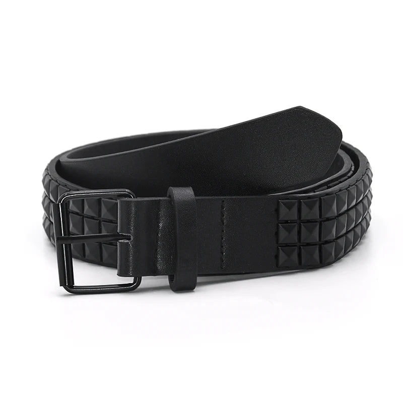 High Quality Rivet Belt Men&Women's Studded Fashion Versatile Belts Punk Rock With Pin Buckle Drop Decoration Black Hot Sale