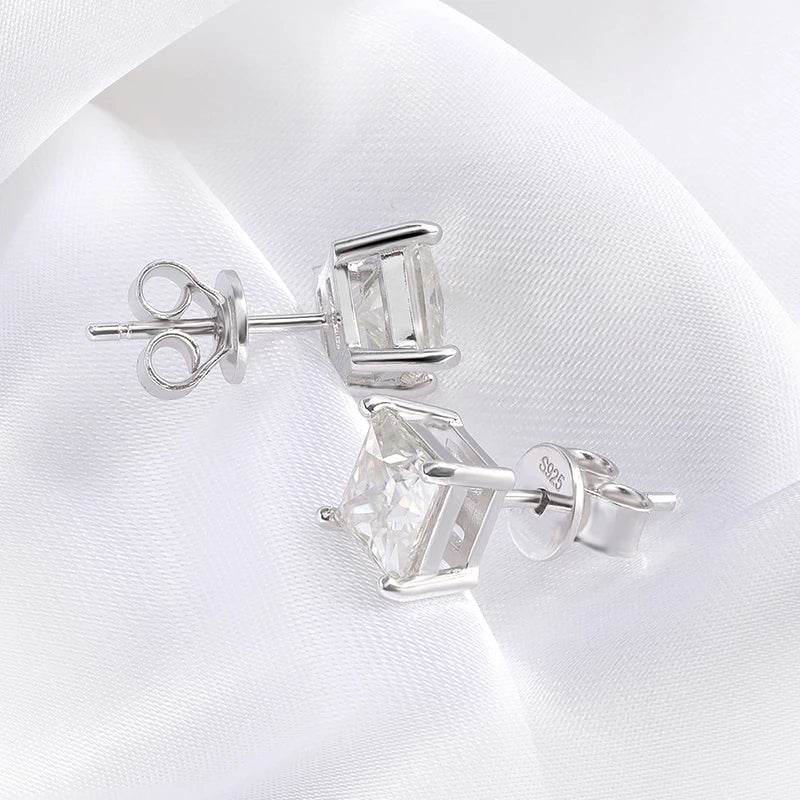 Smyoue Princess Cut 0.4-5CT Moissanite Stud Earrings for Women Men VVS Simulated Diamond Ear Studs 925 Sterling Silver Jewelry