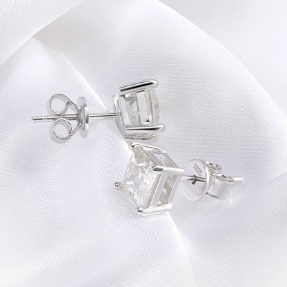 Smyoue Princess Cut 0.4-5CT Moissanite Stud Earrings for Women Men VVS Simulated Diamond Ear Studs 925 Sterling Silver Jewelry