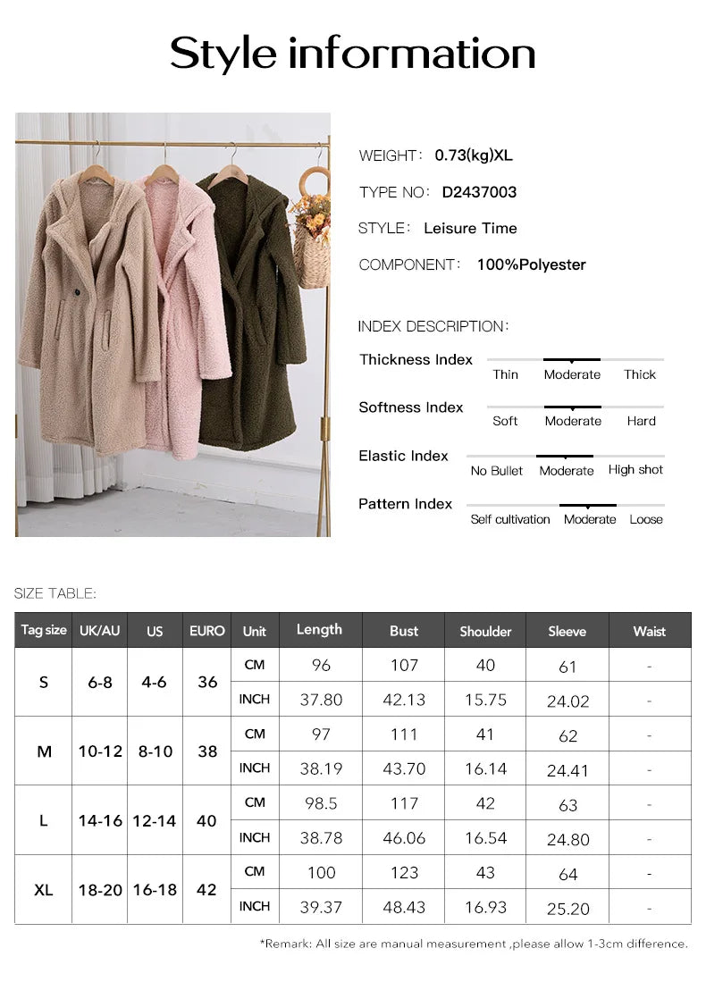 2024 Autumn and Winter Temperament Casual Loose Hooded Knitted Jacket Women's Clothing Пальто Женское