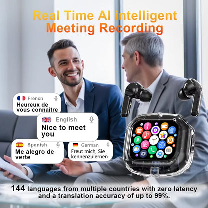 Wireless Bluetooth Headphones,144 Language Real Time Translation Earphones for Business,with Smart Touch Screen HiFi TWS Headset