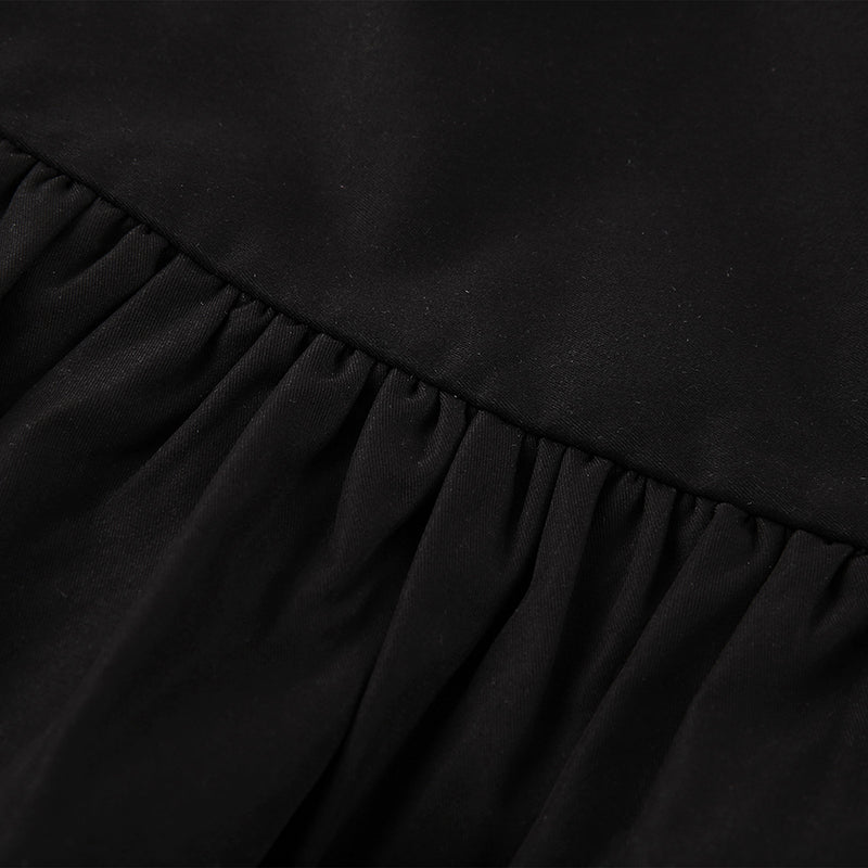 Women s Pleated High Waist Mini Skirt Solid Color Ruffle A-Line Skirt with Criss Cross Tie Up Detail