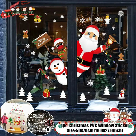 Christmas Window Sticker Merry Christmas Decorations For Home 2025 Cristmas Ornament Xmas Navidad Natal Gifts New Year 2026