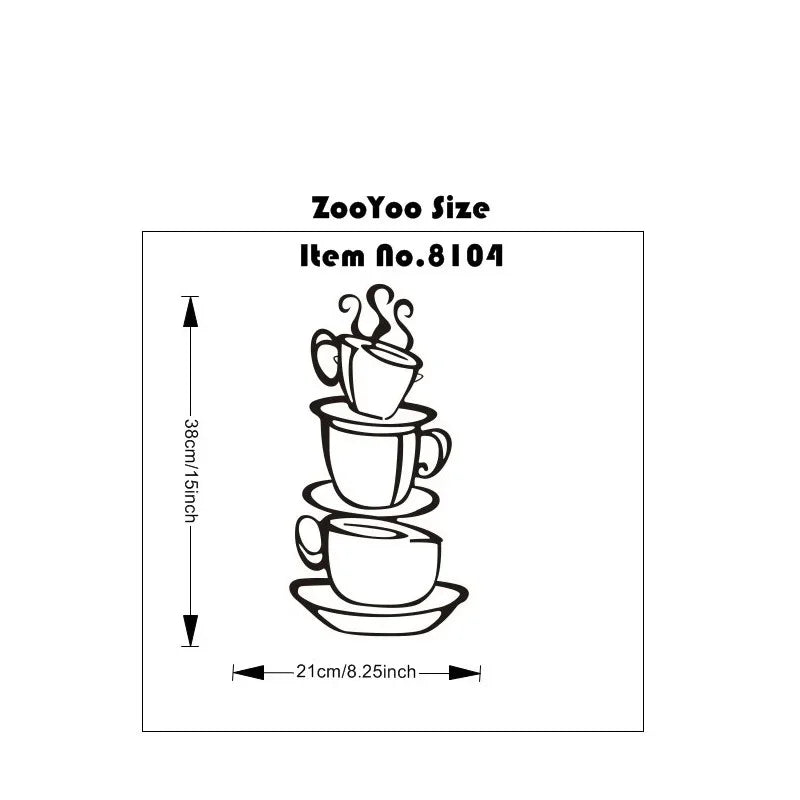 wall stickers home decor Removable DIY Kitchen Decor Coffee House Cup Decals Vinyl Wall Sticker muurstickers pegatinas de pared