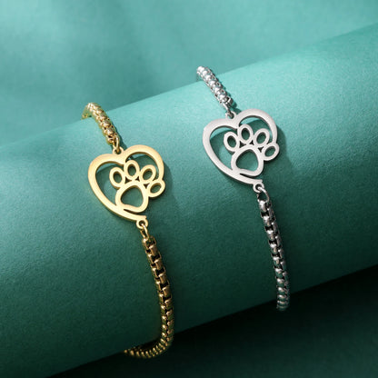 Skyrim Cute Heart shaped Cat Claw Women's Bracelet Stainless Steel Cute Pet Animal Figaro Chain Bracelet Gift Jewelry New